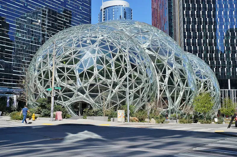 Les Spheres, les serres de verre du siège d'Amazon à Seattle, en 2020.
