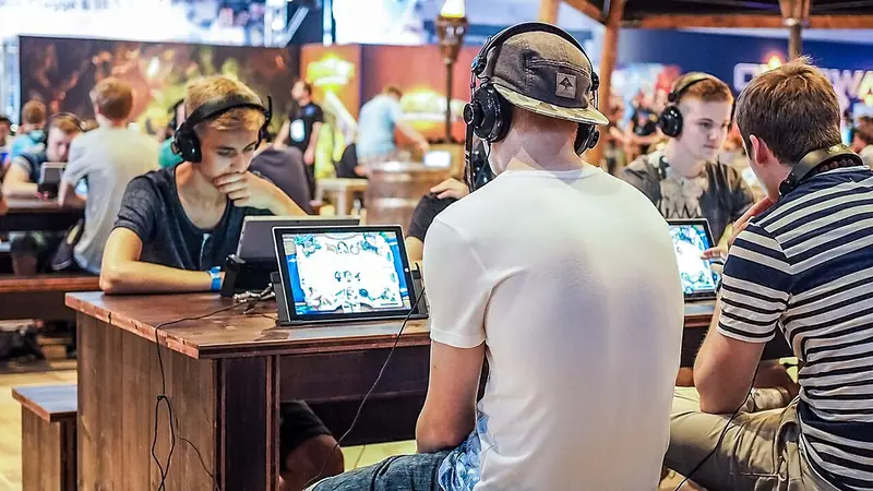 Un tournoi de Hearthstone à la Gamescom 2015, le jeu de cartes de Blizzard.