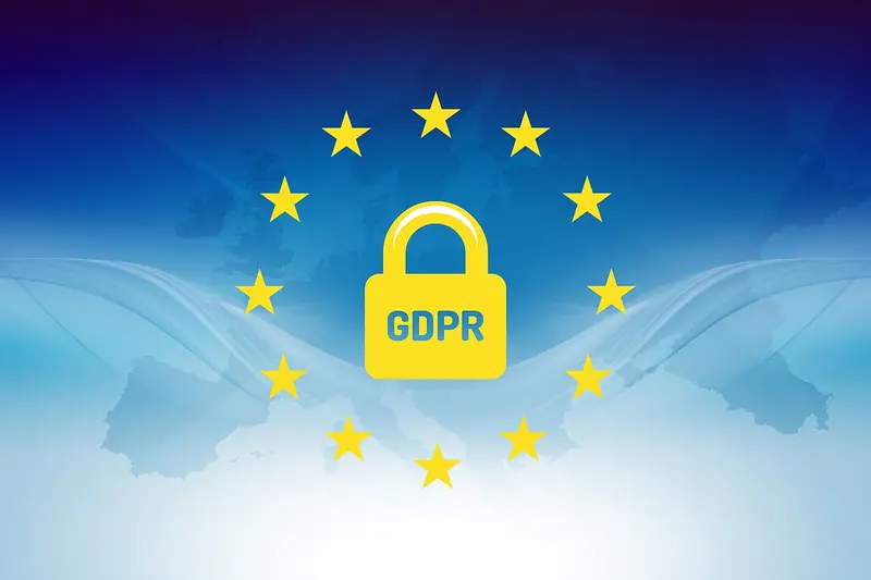 Un cadenas entouré des étoiles européennes, symbole du RGPD, le règlement européen sur les données personnelles entré en application en 2018.